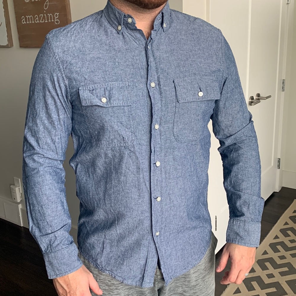Mens Chambray Button Down Shirt
